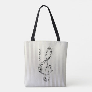 Tote Bag Pearlesque barre les notes noires de musique de