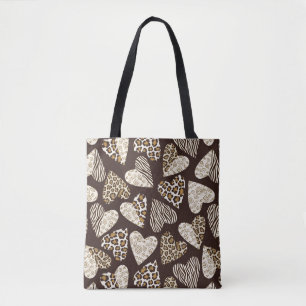 Tote Bag Peau d'animal avec des coeurs