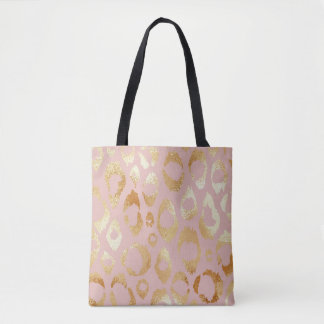 Tote Bag Peau léopard, texture or rose