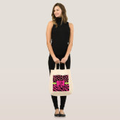 Tote Bag Peau rose, noire et citron vert Zèbre et Cheetah (Devant (modèle))