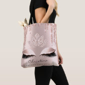 Tote Bag Peau rose rose Or Blush Sparkly Diamond Maquillage (De près)
