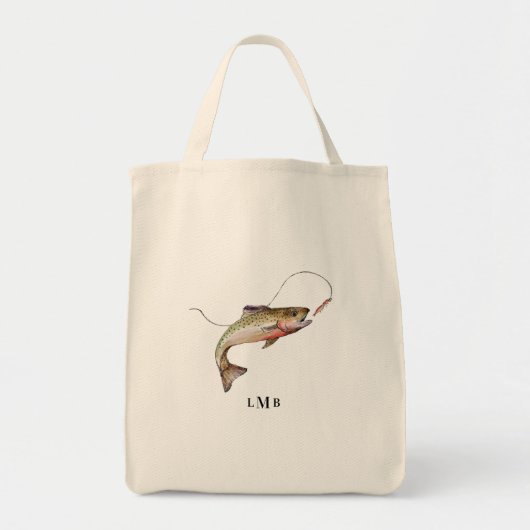 Tote Bag Pêche à la truite monogramme (Devant)