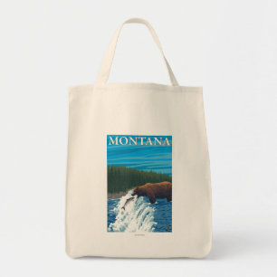 Tote Bag Pêche d'ours en rivière - Montana