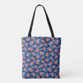 Tote Bag Pêche et bleu motif floral (Dos)