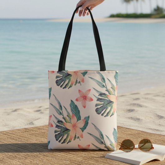 Tote Bag Pêche et vert tropical