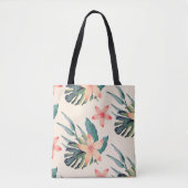 Tote Bag Pêche et vert tropical (Devant)