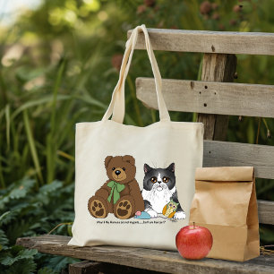 Tote Bag Pêche Fantaisiste Ourson en Peluche Gris Humour de