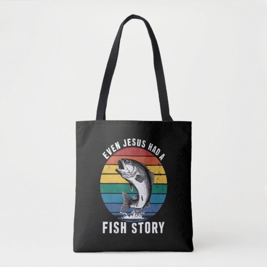 Tote Bag Pêche Même Jésus avait une histoire de poisson Bas (Devant)