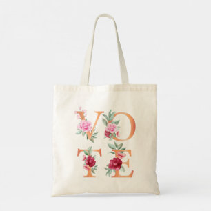 Tote Bag Pêcher Floral Élégante Feminine Go Vote