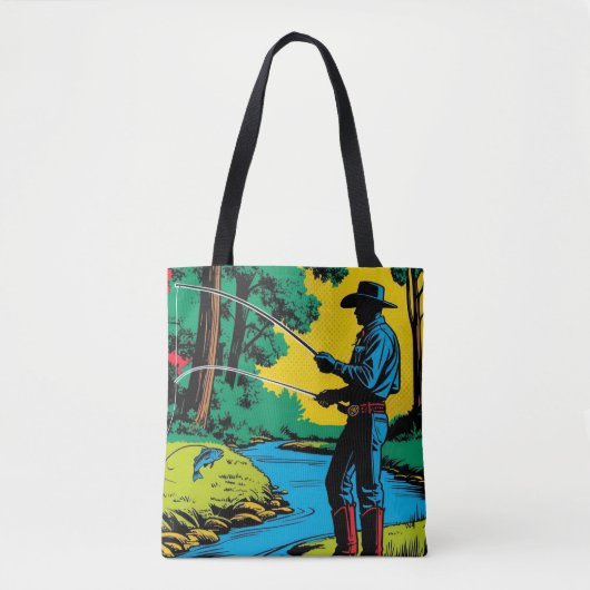 Tote Bag Pêcheur Cowboy sur la Rive (Devant)