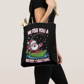 Tote Bag Pêcheur de Noël Pêche Funny Cool Père Noël (De près)