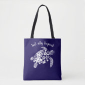 Tote Bag Pêcheur de tortue hawaïenne Aesthétique Bleu foncé (Devant)