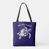 Tote Bag Pêcheur de tortue hawaïenne Aesthétique Bleu foncé (Dos)