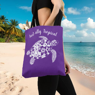 Tote Bag Pêcheur de tortue hawaïenne esthétique violet