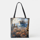 Tote Bag Pêcheurs à la Twilight ramassant des crabes (Dos)