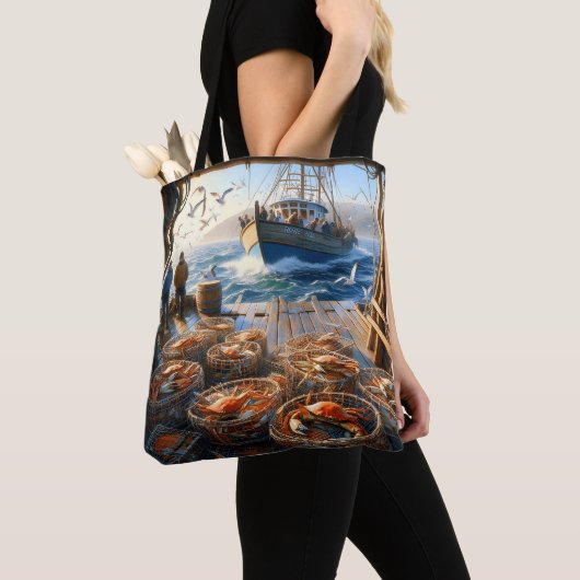 Tote Bag Pêcheurs à la Twilight ramassant des crabes (De près)