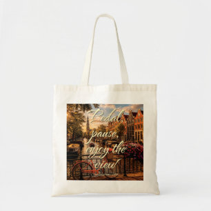 Tote Bag Pédale Pause Profitez de la vue Amsterdam Illustra