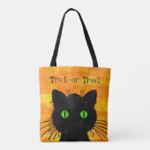 Tote Bag Peek-A-Boo Black Cat Orange Trick-or-Treat Bag (Dos)