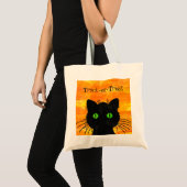 Tote Bag Peek-A-Boo Chat noir Orange Trick-or-Treat (Devant (produit))