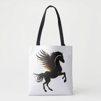 Tote Bag Pegaso Dorado Negro