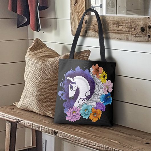 Tote Bag Pegasus Noir Floral
