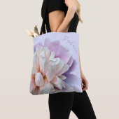 Tote Bag Peine rose et violette Nom du script personnalisé (De près)