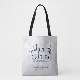 Tote Bag Peines blanches et coeurs Mariage Maid of Honor