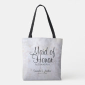 Tote Bag Peines blanches et coeurs Mariage Maid of Honor (Dos)