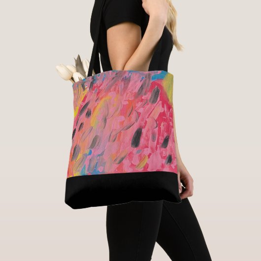Tote Bag Peinture à cascade arc-en-ciel (De près)