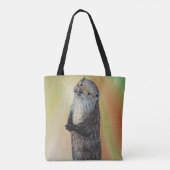 Tote Bag Peinture à la loutre de la rivière debout (Dos)