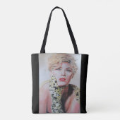 Tote Bag Peinture à l'aquarelle de femme rétro glamour (Dos)