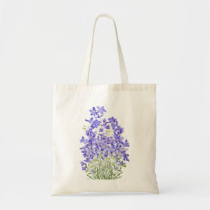 Tote Bag peinture à l'aquarelle de fleurs sauvages violette