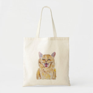 Tote Bag Peinture à l'aquarelle d'un chat roux en colère