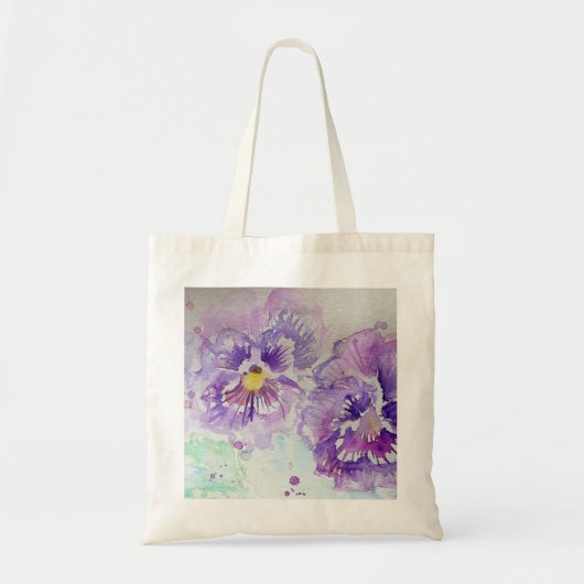 Tote Bag Peinture à l'aquarelle florale de Pansy violet (Devant)