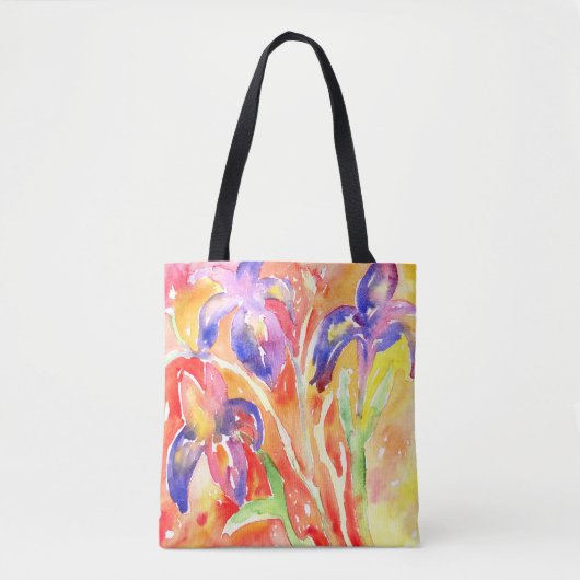 Tote Bag Peinture à l'aquarelle Iris (Devant)