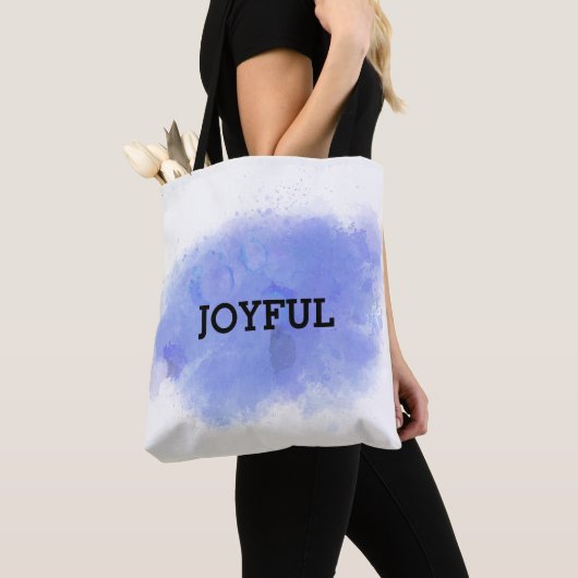 Tote Bag Peinture à l'aquarelle violette Joyeuse (De près)