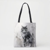 Tote Bag Peinture à l'encre animale de chat (Devant)