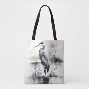 Tote Bag Peinture à l'encre de héron