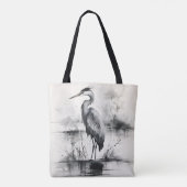 Tote Bag Peinture à l'encre de héron (Dos)