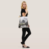 Tote Bag Peinture à l'encre de maison et de lac (Sur le modèle)