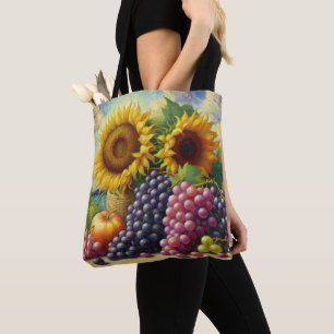 Tote Bag Peinture à l'huile de raisins et de tournesols