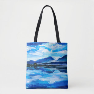 Tote Bag Peinture à l'huile du crépuscule sur le lac de mo