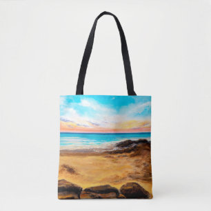 Tote Bag peinture à l'huile d'un beau coucher de soleil do