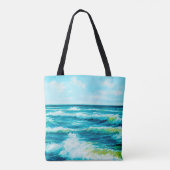 Tote Bag  peinture à l'huile montrant les vagues de l'océan (Dos)