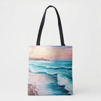 Tote Bag  peinture à l'huile sur le beau coucher de soleil 