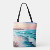 Tote Bag  peinture à l'huile sur le beau coucher de soleil  (Dos)