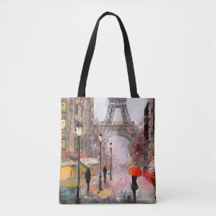 Tote Bag peinture à l'huile sur toile, vue sur la rue de Pa