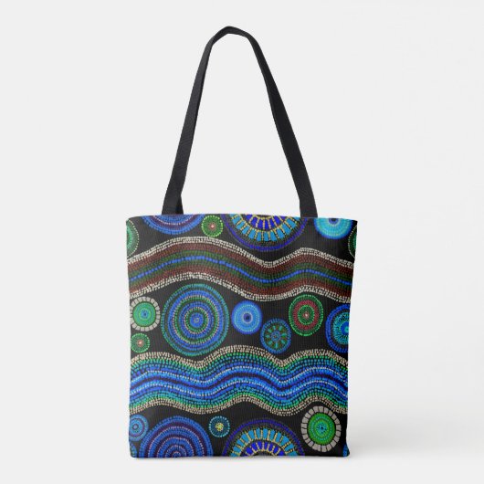 Tote Bag Peinture à points bleus australiens (Dos)