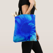 Tote Bag Peinture abstraite bleue et turquoise (De près)