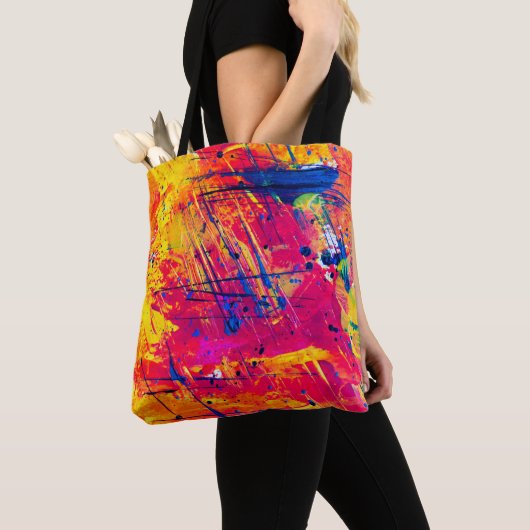 Tote Bag Peinture Abstraite brillante colorée (De près)